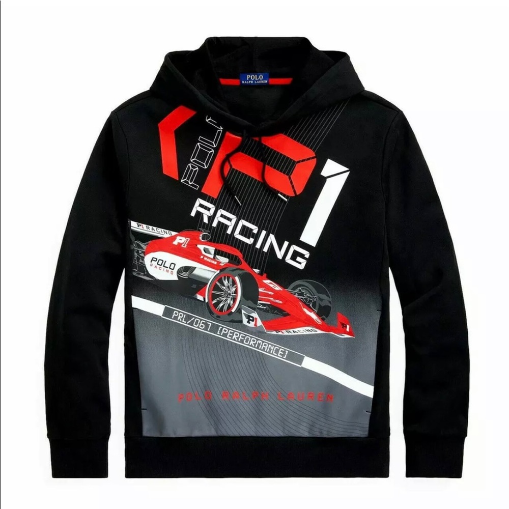NWT Polo Ralph Lauren Men's Cotton Interlock Racing Pullover Hoodie